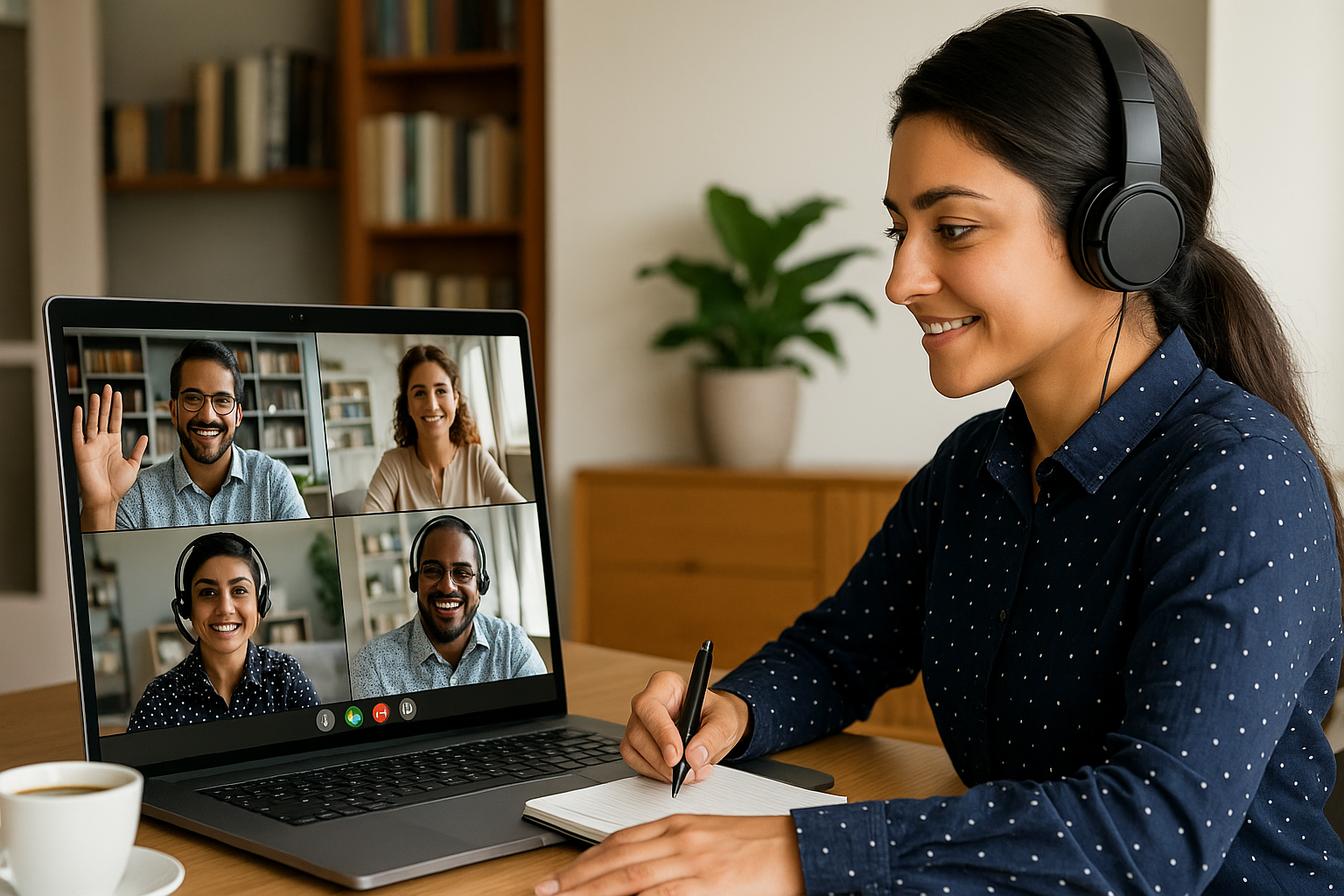 freelancers participating in a remote video conference call, showcasing global teamwork and collaboration in the freelancing industry